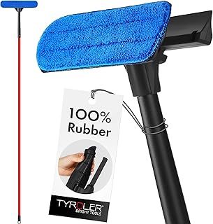 Tyroler 2-in-1 Window Cleaning Equipment | Telescopic Window Cleaner Tool 30-205 CM | Anti-Rust 5-Part Handle | Professional Cleaning Kit | 100% Rubber Squeegee Head for High Durability