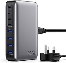 200W USB C Fast Charger Block,Upgraded GaN III 8-Port Charging Station Hub,PD 65W Laptop Charger Power Adapter Compatible with MacBook Pro/Air,Steam Deck,Dell XPS,iPhone 16 Pro/15,Galaxy S24/S23 etc