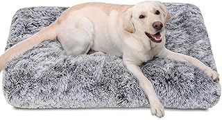Large Dog Bed Washable Dog Crate Mattress Calming Fluffy Anti Anxiety Dog Beds Deluxe Plush Dog Mat with Anti-Slip Bottom,105x70x10cm