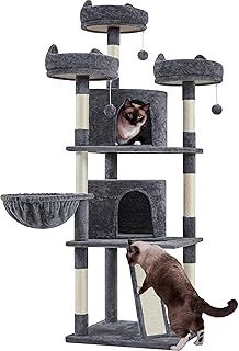 Yaheetech 175cm Multi-Level Cat Tree, Large Climbing Tower with Sisal-Covered Platforms Scratching Board & Scratching Posts, Cozy Perches, Stable Pet Bed Furniture for Indoor Cats/Kittens, Dark Grey