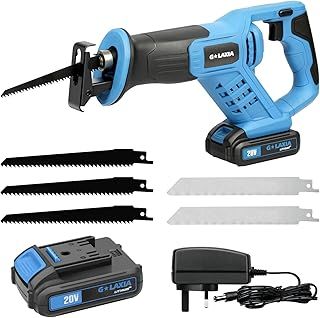 20V Reciprocating Saws,Reciprocating Electric Saw with 5 Saws Blade, Maximum 3000SPM Li-Ion Brushless Reciprocating Saw,with 2.0Ah Batteries & Fast Charger