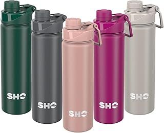 SHO Stainless Steel Sports Bottle - Leak Proof, BPA Free, No Sweat, Vacuum Insulated Double Walled Metal Flask Water Bottle - 12 Hours Hot 24 Hours Cold (660ml Dusty Rose)