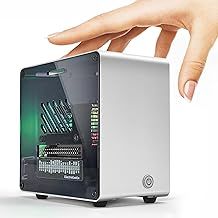 ElectroCookie Raspberry Pi 5 Case, Aluminum Mini Tower Case with Fan and Colour Changing Ambient Light (Silver)