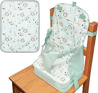 Polar Gear Portable Booster Seat with Matching Place Mat – Baby Chair with Integrated Pocket – for Toddlers Aged 1–3 – Lightweight, Safe and Easy-to-Clean – (Safari)