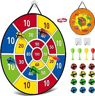 26 Inches Kids Dart Board Set, Dart Board for Kids, Double Sided with 12 Sticky Balls, Indoor Outdoor Party Games Toys for 3 4 5 6 7 8 9 10 11 12 Year Old Boy Girl and Adult