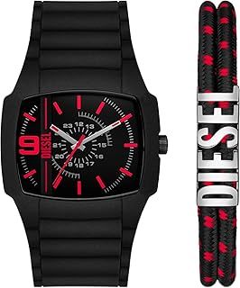 Diesel Men Analog Quartz Watch with Silicone Strap DZ2191SET