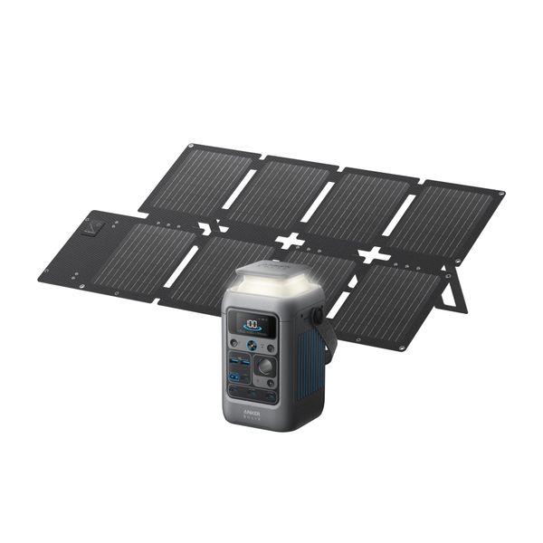 Anker SOLIX C300 DC Portable Power Station & Power Bank with 60W Solar Panel, 288Wh LiFePO4 Battery, 300W Solar Generator, for Camping, Outdoors, Travel & Emergency
