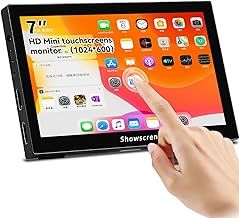 Showscren Small Touchscreen Monitor 7 inch IPS 1024x600 Portable Display Dual HDMI & USB Type C Interface Compatible with Raspberry Pi 4 Built in Dual Speakers