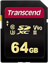 Transcend 64GB SDXC 700S Memory Card UHS- II, C10, U3, V90, 8K, Ultra HD, Up to 285/180 MB/s (Idea for DSLR cameras and advanced camcorders) TS64GSDC700S