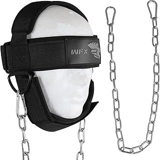 Head Harness Neck Dipping Heavy Duty Long Steel Chain Adjustable Fitness Neck Harness Weight Lifting Neoprene Padded Strap Resistance Training Muscle Strength Recovery Belt Men