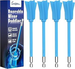 Silicone Resin Mixing Paddle, Suzzam 4pcs Reusable Paint Mixer for dril, Mixing Paddle for 1/4 Drill, Epoxy Mixing Paddle for epoxy Resin, Pigment, Painting - Resin Stirrer for Drill Easy to Clean