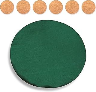 Katai Poker Table Cover - Green Felt Casino Style for Game Night, Poker, Mahjong, Board Games, Round Table Top, 36-48 Inch, Noise Reducing, Slip Prevention, Smooth Fabric, Includes 6 Cork Coasters