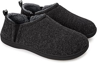 Snug Leaves Men's Faux Wool Slippers Comfy Warm Winter House Shoes with Elastic Gores