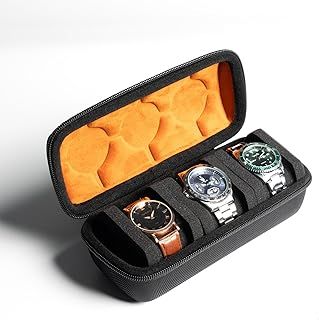 3 SLOTHard Watch Roll Travel Case, Zipper Case Storage and Organizer for Men and Women, with anti-move watch pillow (Black 3slot)