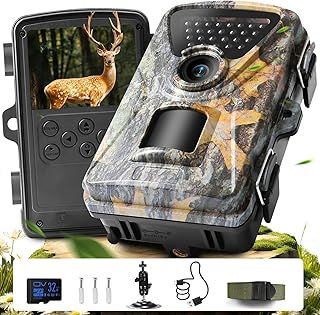 Wildlife Camera 4K 60MP Trail Camera, 0.2s Fast Trigger Motion Activated Trail Cam, 850nm IR Night Vision, IP66 Waterproof Garden Camera with 32GB SD Card for Bird Watching & Wildlife Monitoring