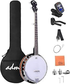 ADM 5 String Beginner Banjo Kit with Remo Head, Closed Back Full Size Banjos in 24 Bracket with Free Lessons & Starter Accessories for Adult and Teenager