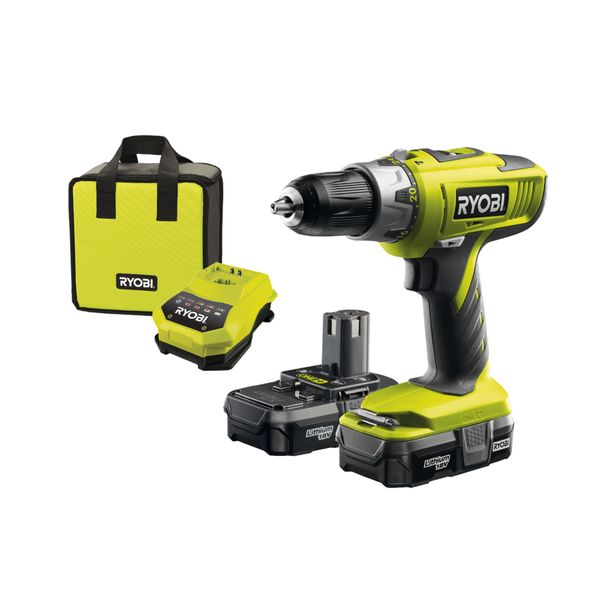 Ryobi LLCDI18022 ONE+ 18V Cordless Combi Drill with 2X 1.3AH Batteries and Charger