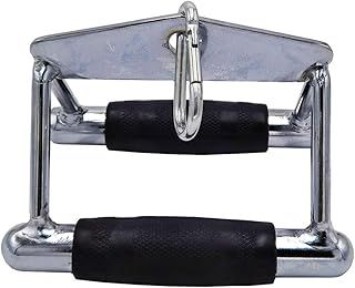 Deluxe LAT Pull Down Bar, Strength Training Deluxe Single Double D Handle Tricep Rope, V-Shaped Rotating Straight Press Down Bar for Weight Workout, Cable Machine Accessories (Rubber)