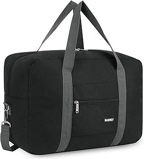 for Easyjet Airlines Cabin Bag 45x36x20 Underseat Foldable Travel Duffel Bag Holdall Tote Carry on Luggage Overnight for Women and Men 25L (Thick Series Black (with Shoulder Strap))