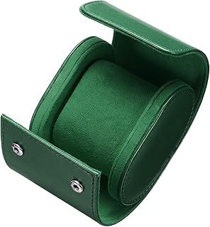sourcing map Leather Watch Travel Case Single Watch Roll Storage Box Organizer for Men Women Holding Storaging Displaying, 1 Slot, Green