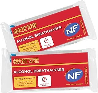 Alcohol Breathalysers France 2 Pack - Single Use, Disposable Breathalyser Tests, Certified French Breathalyser Kit, NF Approved Alcohol Tester Breathalyzer for Driving in Europe (Pack of 2)
