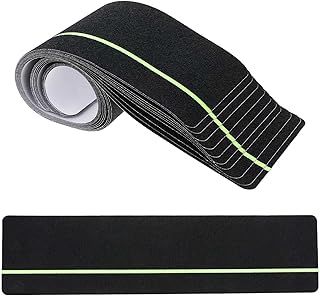 10Pcs Anti Slip Grip Tape, Non-slip Traction Treads with Glow in Dark Stripe, 6 x 24 Inch Stair Treads Non Skid Tape for Indoor Outdoor Steps Staircase Deck