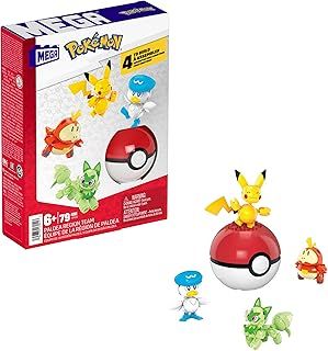 MEGA Pokémon Action Figure Building Toys for Kids, Paldea Region Team with 79 Pieces, Pikachu Fuecoco Sprigatito and Quaxly, and 1 Poké Ball, HPX92