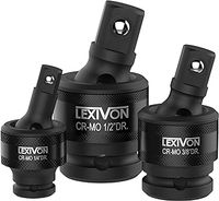 LEXIVON Swivel Socket Set, Impact Universal Joint 1/2" 3/8" and 1/4" U-Joint 360° Rotation Drive Ball Spring Design, can cooperate with Electric Wrench, Ratchet Wrench and Manual Wrench (LX-113)
