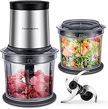 Mini Chopper 2 Bowls of 1l Capacity Food Processors for Kitchen Garlic Chopper 2-Speed Control 4-Piece Blade 300w for Meat, Smoothie, Onions, Fruit, Vegetables