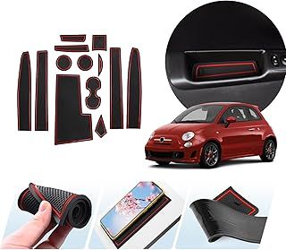 LUWU Compatible with Fiat 500/ Abarth 595 2016-2024 2025 UK Car Non-Slip Rubber Mats Car Centre Console Armrest Cup Holder Door Slot Mat Fiat 500 Abαrth 595 Ceed Accessories (Red)