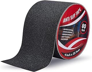 Anti Slip Tape for Steps 10 CM x 10.6 M : Heavy Duty Grip Tape for Steps Outdoor & Indoor - Non Skid Tape for Stair Treads - Non Slip Strips for Steps Ramp - High Traction - 80 Grit - Black