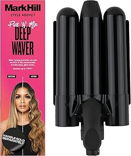 Mark Hill Pick 'N' Mix Interchangeable Hair Curling Wand - Deep Mermaid Waver Barrel - 32 mm - Black (Handle Not Included)