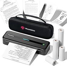 Phomemo M832 Portable Printer, 300dpi Thermal Printer A4 for Home, Photo, Invoice, Study, Bluetooth Monochrome Printer Includes Carry Bag and 4 Rolls of Thermal Disposables, Black
