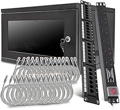 Bundle 19-Inch 6U 450mm Data Cabinet + 6 Way Horizontal 13a Switched Power Distribution Unit (PDU) + Wide 24 Port UTP Cat 5E Patch Panel + 24 Gray LMS Data Ethernet Cat 5 RJ45 Cables