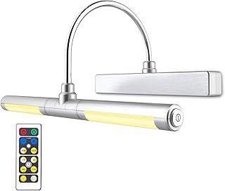 Picture Light with Remote Control,Wireless Battery Operated LED Wall Lights,13 Inches Rotatable Light Head with 3 Lighting Modes, Dimmable Display Picture Lights for Dartboard Pictures-Silver