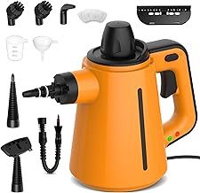 Handheld Steam Cleaner, Multipurpose Steam Cleaner with 380 Ml Capacity And 10 Accessories, High Temperature Portable Steam Cleaner for Carpet, Toilet, Floor, Oven, Bathroom And Windows(Orange)