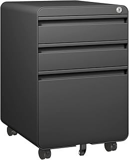 Dripex 2-Drawer Mobile File Cabinet, Lockable Rolling Metal Filling Cabinet with Hanging File Frame for A4/Letter/Legal, Anti-tilt Design Home Office Fully Assembled except Casters, Black