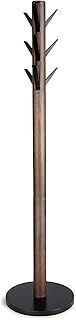 Umbra Flapper Coat Rack, Clothing Hanger, Umbrella Holder, and Hat Organizer, Great for Entryway, Wood, Black/Walnut,39.367x39.369x168.401cm