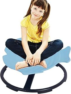 Sensory Toy Spinning Fish，Kids Swivel Chair Sensory Swing for Autism, Sit and Spin Chair Training Body Coordination Sensory Balance Training Seat Kid Spinning Carousel, Ages 3-12 (Light Blue)