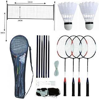 4 Player Badminton Set With Racket Poles & Net Shuttlecock Outdoor Garden Family Game Sport With Carry Bag