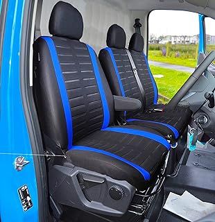 Van Seat Covers, Universal Fit Most Trucks Vans Lorry Front Seat Covers, Single & Double Car Seat Covers for Single Driver and Double Passenger Seat 2+1 seat Covers, 3D Stripe Print (Blue)