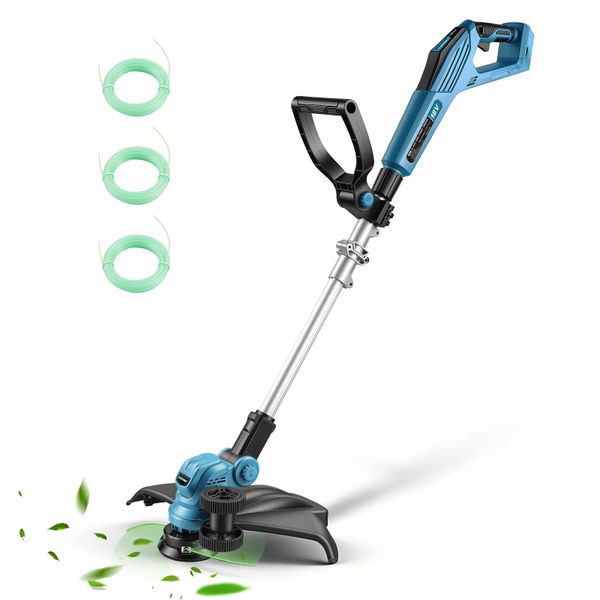Grass Trimmer for Makita, 15 inch Cordless Lawn Mower and Edger, Brushless Motor, Garden Strimmer Telescopic Brush Cutter, Cordless Weed Wacker,Extra Free Weed Rope *1(No battery and charger)