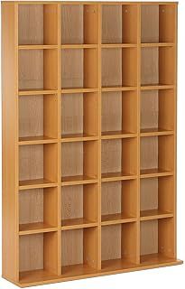 HOMCOM 480 CD/ 312 DVD Storage Unit, Media Storage Shelf, Wooden Display Unit with Adjustable Shelves, 89 x 130.5 cm, Beech Wood Finish