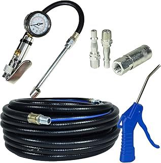 15m Air line/Hose with Tyre Wheel Inflator, Blow Gun and Air Fittings Accessory Kit (FT10 x 2 | FT07 x 1)