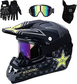 UIGJIOG Full Face MTB Helmet with Goggles, Gloves, Mask - Adult Motocross Helmet Set for Off Road Motorcycle Use