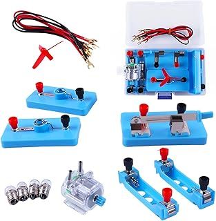 Electric Circuit Kit, Educational Montessori Toys, Science Experiment Kit with Motor and Bulb for Kids, DIY STEM Electrical Engineering Project for Basic Physics Learning Starter