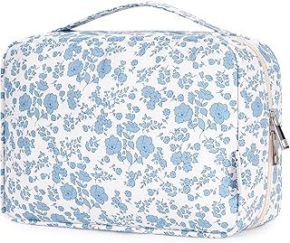 Travel Hanging Toiletry Wash Bag Makeup Cosmetic Organizer for Women Waterproof (Little Blue Flower)