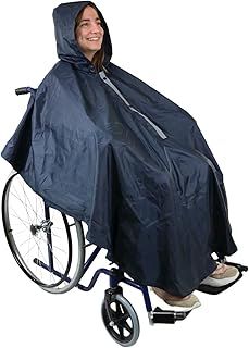 KMINA - Wheelchair Rain Cover Adult Waterproof, Thermal Inner Lining, Poncho with Zip, Warm Hooded Blanket, Made in Europe