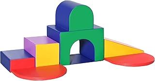 HOMCOM 7 Pieces Foam Soft Play Set Kids Indoor Climbers Play Structures Toddler Educational Play