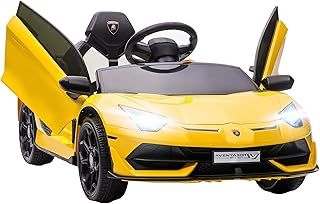 HOMCOM Lamborghini Aventador Licensed Kids' Electric Ride-on with Remote Control, 12V Powered Electric Car for Kids with Butterfly Doors, Auxiliary wheels, Music, Horn, Suspension - Yellow